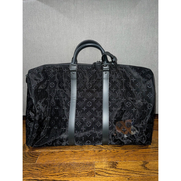 Louis Vuitton Keepall Bandouliere 50 Monogram Mesh Black See Through Travel Bag - Picture 5 of 10